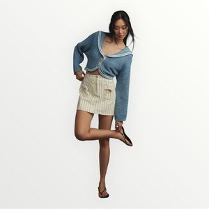 NEW Anthropologie Maeve Curved-Hem Sailor Cardigan Sweater Size S